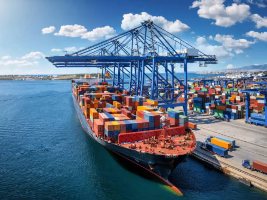 cargo ship loading at port