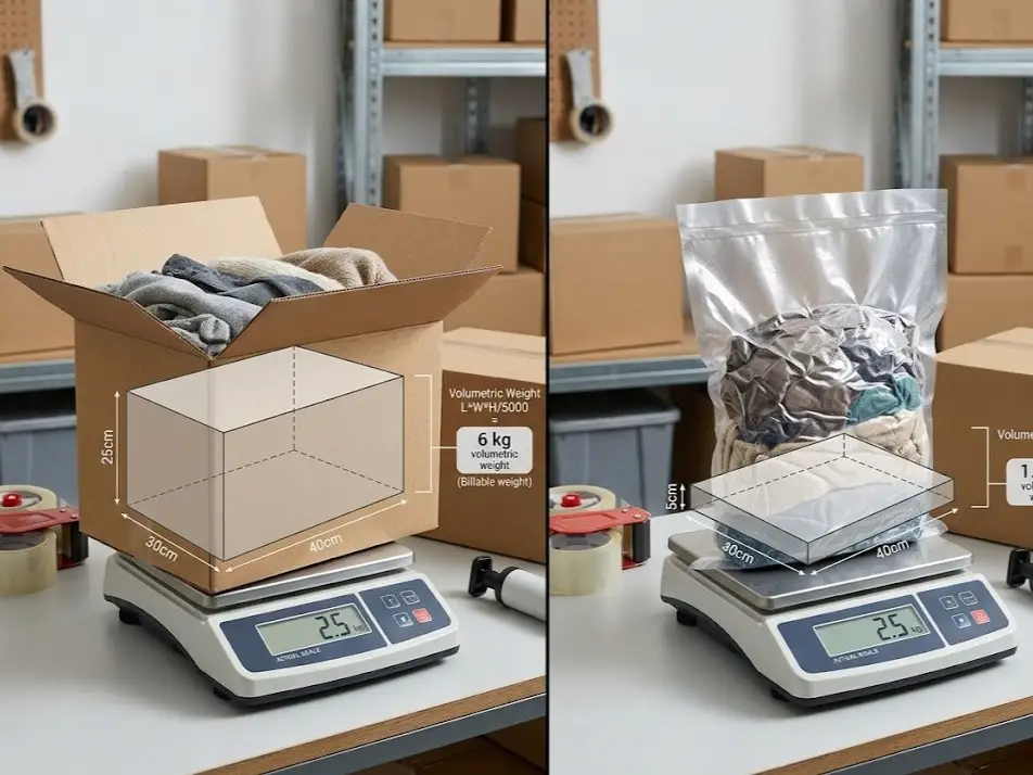 Visualización del peso volumétrico frente al peso real con el sellado al vacío en logística