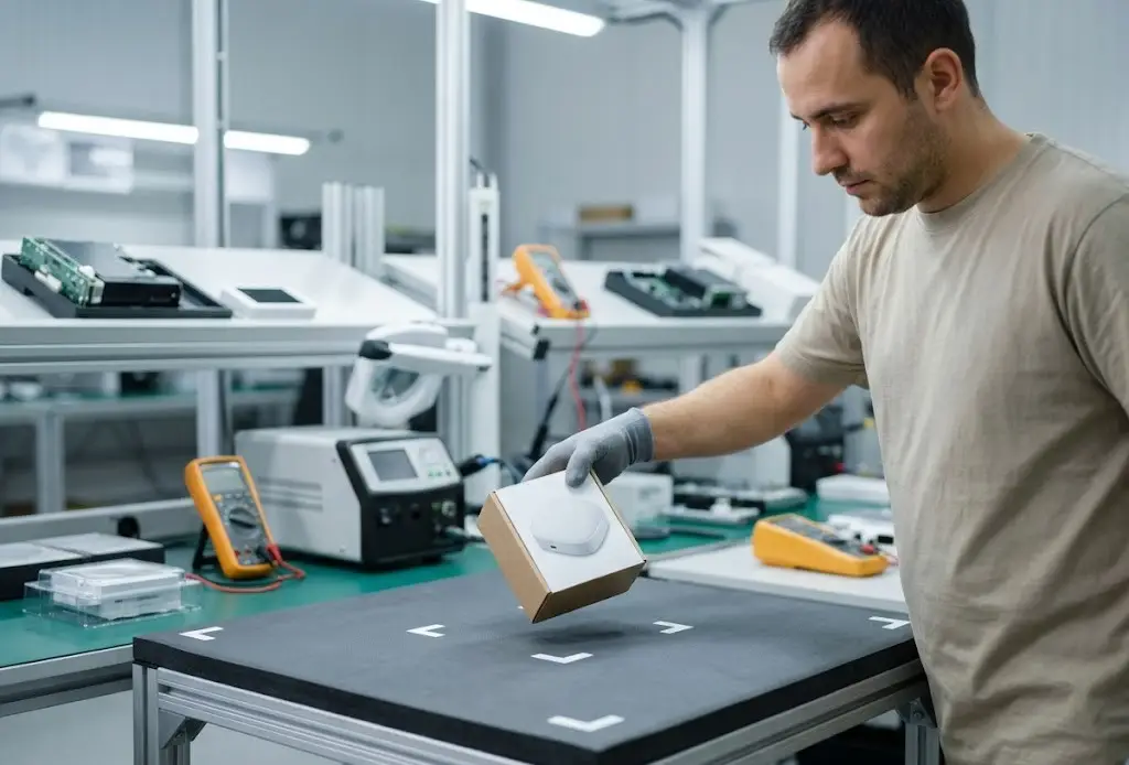 SpeedBee logistics team performing physical drop tests and QC inspections