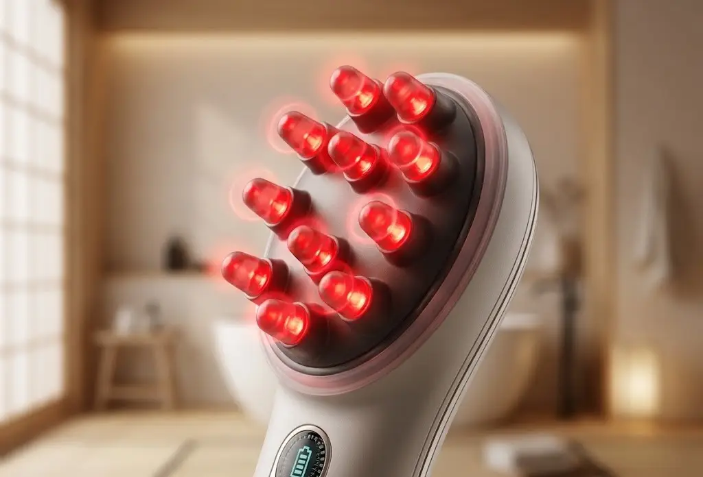 Scalp massager with red-light technology and conformal coating protection