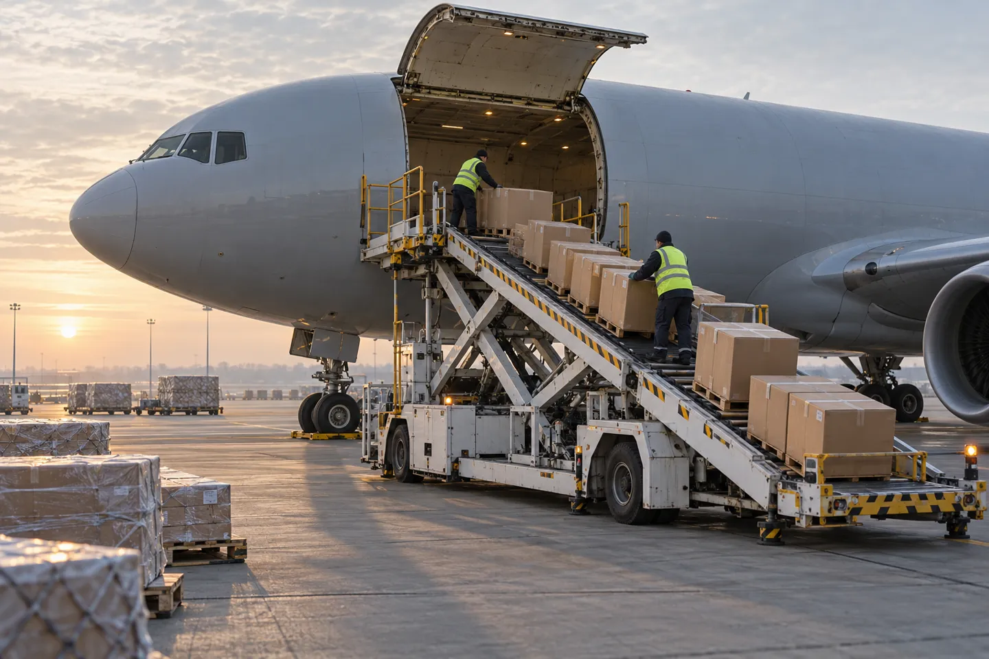 In den frühen Morgenstunden laden Mitarbeiter am Boden markenlose Kartonpakete in ein unbeschriftetes Frachtflugzeug – dies ist der Expressweg, der über die Liefergeschwindigkeit der aus China versendeten Amazon-Dropshipping-Bestellungen nach Australien entscheidet.